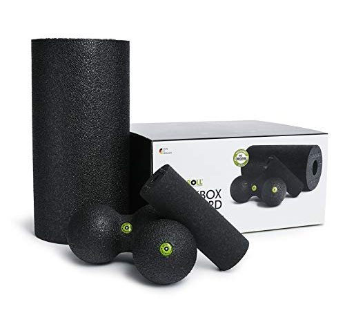 BLACKROLL® BLACKBOX, Faszienrollen-Set für die Selbstmassage, BLACKROLL® Set: BLACKROLL® STANDARD, MINI, BALL 08 und DUOBALL 08, Fitness-Massagegeräte für effektives Training, Made in Germany, Schwarz