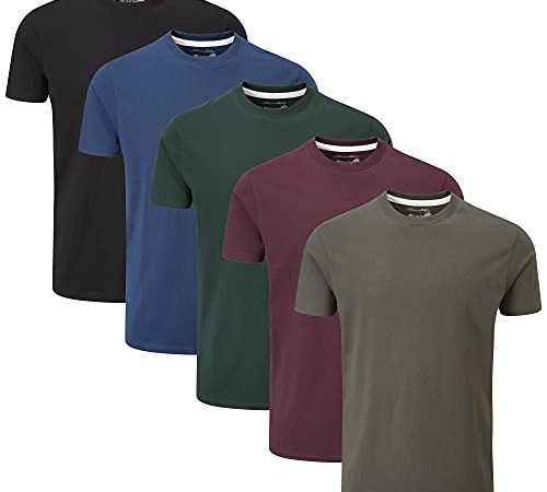 Charles Wilson 5er Packung Einfarbige T-Shirts mit Rundhalsausschnitt (X-Large, Dark Essentials Type 41)