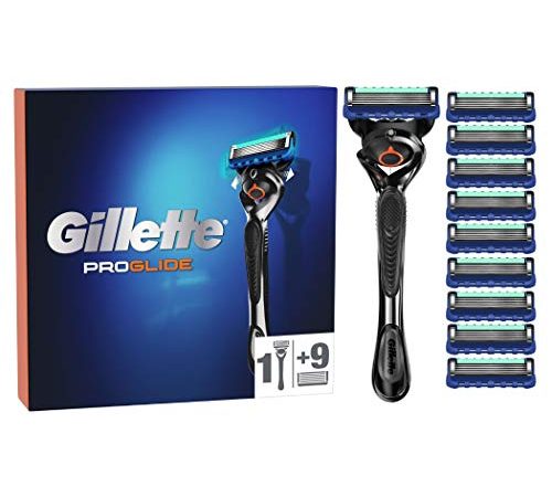Gillette ProGlide Nassrasierer Herren, Rasierer + 10 Rasierklingen mit 5-fach Klinge, Vatertagsgeschenk