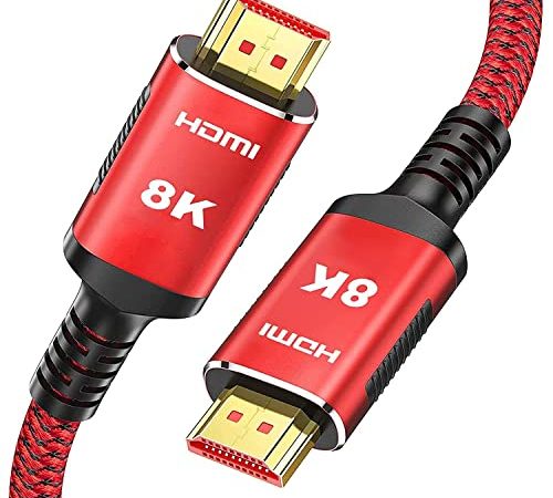 HDMI 2.1 Kabel 8K 2meter, 2.1 Snowkids 48Gbps 8K@60HZ & 4K@ 120HZ/144HZ RTX 3080 DSC For PS5 Konsole DTS: X, HDCP 2.2 & 2.3, eARC, Dynamisches HDR, kompatibler für Xbox Serie X/PS5/4/3