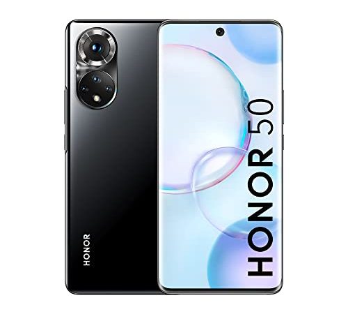 HONOR 50 Smartphone 5G, Mobiltelefon ohne Simlock mit 6+128 GB und 108-MP-Kamera, Dual-SIM Handy, Abgerundetem 6,57-Zoll-Bildschirm mit 120 Hz und Android 11, Globale Version Midnight Black