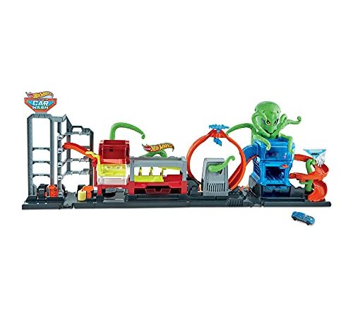 Hot Wheels HBY96 - City Color Reveal Ultimative Auto-Waschanlage Spielset mit Wassertanks und 1 Farbwechsel-Fahrzeug, Spielzeug Autorennbahn für Kinder ab 4 Jahren