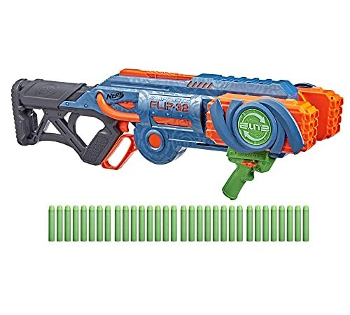 NERF Elite 2.0 Flipshots Flip-32 Blaster mit 32 Dart-Läufen für doppelte Feuerkraft, Kapazität für 32 Darts, 32 NERF Elite Darts