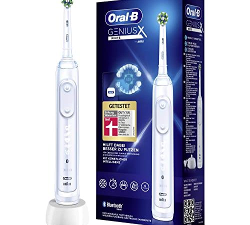 Oral-B Genius X Elektrische Zahnbürste/Electric Toothbrush, 6 Putzmodi für Zahnpflege, künstliche Intelligenz & Bluetooth-App, Designed by Braun, weiß