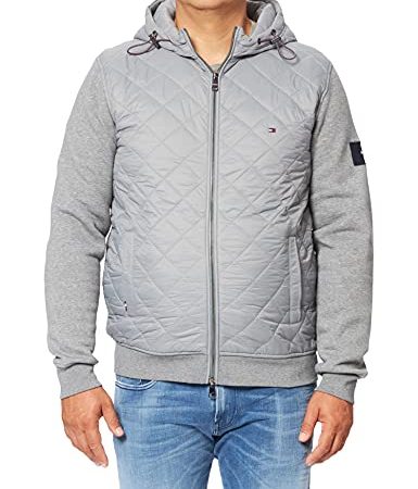 Tommy Hilfiger Herren Mix Media Diamond Zip Thru Strickjacke, Medium Grey Heather, XXXL