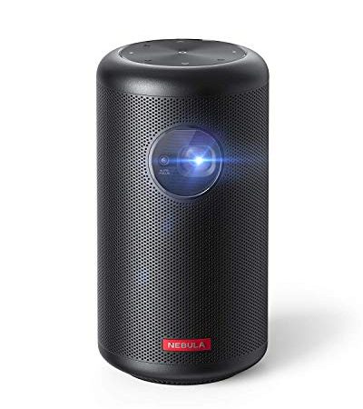 Anker Nebula Capsule Max, Mini Projektor in Pint-Größe, Beamer mit WLAN und 200 ANSI Lumen, 8W Lautsprecher, 100 Zoll Bildformat,4 Stunden Wiedergabezeit,ideal für Draußen(Generalüberholt)