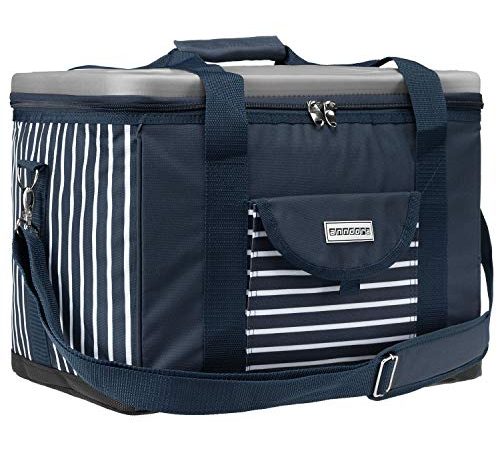 anndora Kühltasche XL blau weiß gestreift 40 L - Kühlbox Isoliertasche Picknicktasche