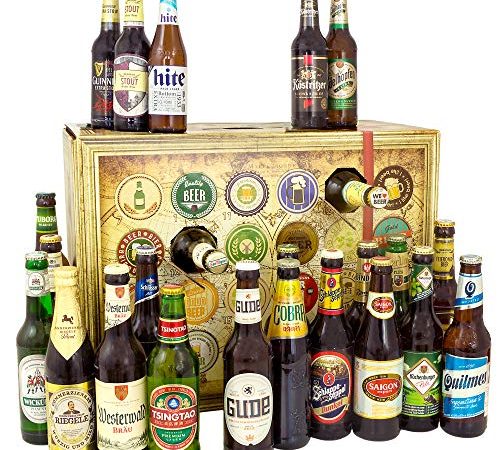 Bier Adventskalender Welt und Deutschland, MEHRWEG 24 Flaschen Bier, Geschenk mit Bieren aus aller Welt & Deutschland+ Bieradventskalender