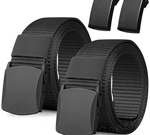 Boneke Nylon Gürtel, 2er Pack Männer Militär ischer Taktischer Tmungsaktiver Gürtel, schnell durch die Flughafen sicherheit, Metalls Schnall + Kunststoff Schnall