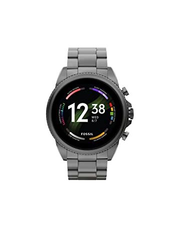 Fossil Gen 6 Herren-Smartwatch mit integrierter Alexa Edelstahl schwarz Edelstahlband rauchgrau, FTW4059