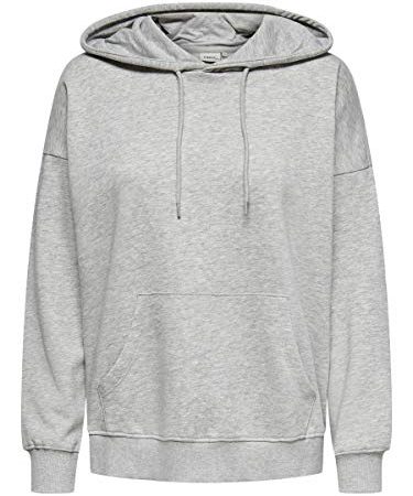 ONLY Damen Hoodie Kapuzen-Pullover ONLFeel Life 15223157 Light Grey Melange M