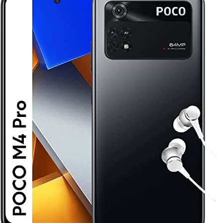 POCO M4 Pro Smartphone+Kopfhörer, 6+128GB Handy ohne Vertrag, 6.43" 90Hz AMOLED DotDisplay, 64MP Triple Kamera, 5000mAh, Power Black (DE Version+2 Jahre Garantie+Amazon Exclusive)