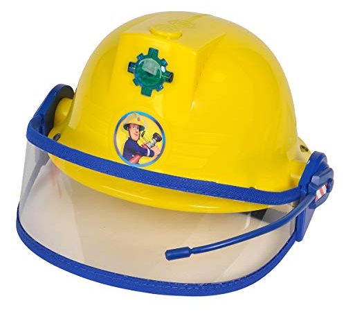 Simba 109252365 - Feuerwehrmann Sam Helm, Feuerwehrhelm mit Funktion, gelb, mit Licht und SirenenSound, Größeneinstellung möglich, D:23cm, für Kinder ab 3 Jahren