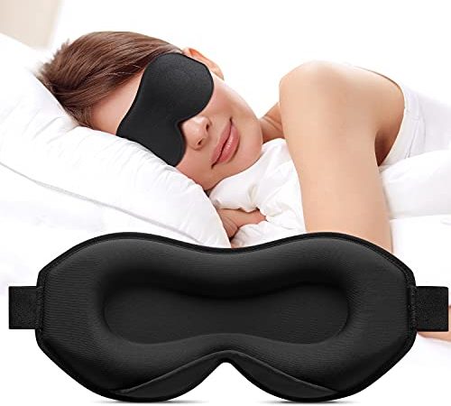 Umisleep 2022 Schlafmaske für Seitenschläfer, 3D Schlafmaske für Herren, Frauen,Weiche und Atmungsaktive Augenmaske Schlafmasken,100% Lichtblockierende Schlafbrille mit Verstellbarem Riemen für Reisen