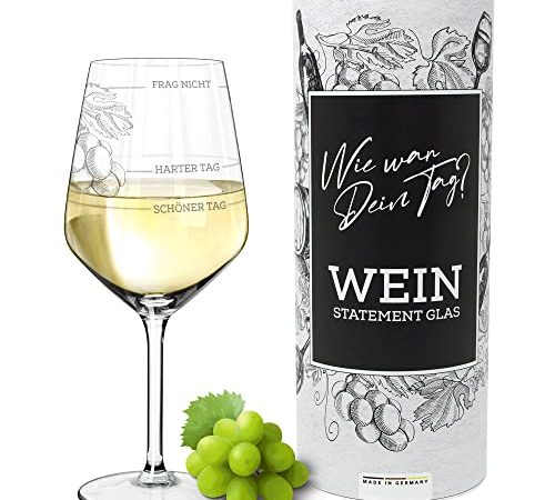 Weinglas XL | Guter Tag, Schlechter Tag, Frag nicht (530ml) in Geschenkbox | Wie war Dein Tag? | Lustiges Geschenk für Frauen & Männer | Geburtstagsgeschenk | Weißweingläser Rotweingläser