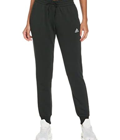 adidas Womens Essentials French Terry Logo Pants, Black/White, M