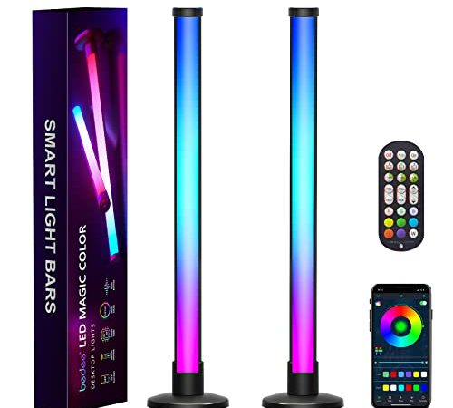 bedee Smart LED Lightbar, RGB Ambient Lampe mit Multi-Modi und Musik Sync Modi, RGBIC LED TV Hintergrundbeleuchtung Lights, Dimmbare LED Leuchte mit fernbedienung für Gaming, PC, Deko, 2er Pack