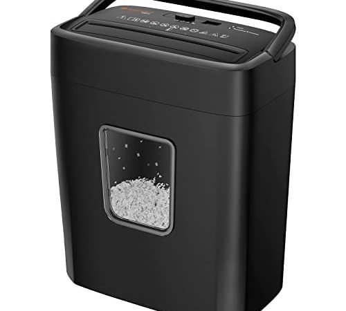 Bonsaii 8 Blatt Aktenvernichter Kreuzschnitt, Papier Schredder geräte für Kreditkarten/Büroklammern für kleine Büros und Zuhause, Papier vernichten mit Tragbarer Handgriff & 16L Papierkorb (C261-C)