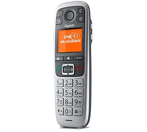 Gigaset E560HX – DECT-Mobilteil mit Ladeschale – Schnurloses Senioren-Telefon für Router und DECT-Basis - Fritzbox-kompatibel – Notruf mit 4 Nummern - Extralaut-Taste und große Tasten, Silber