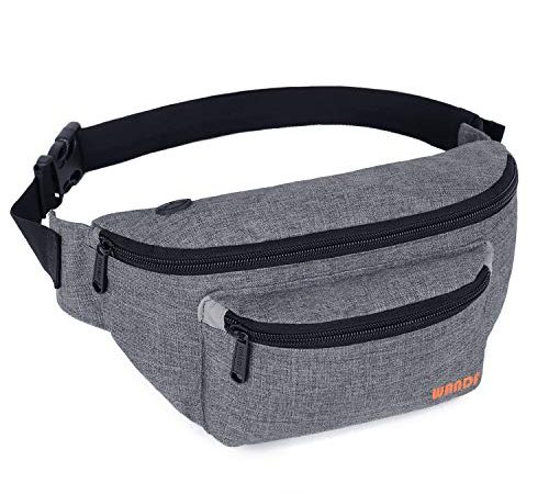 Gürteltasche Bauchtasche für Damen und Herren Einstellbare Bum Hüfte Hüfttasche für Sport Laufen Joggen Wandern (Grau-202)