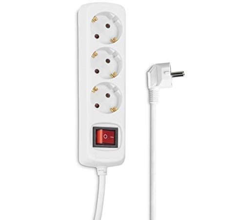 Hama Steckdosenleiste 3-fach (Mehrfachsteckdose mit Ein- und Aus Kipp-Schalter, Steckerleiste mit 3m Kabellänge, Verteilersteckdose, Mehrfachstecker für Home Ofiice) Weiß