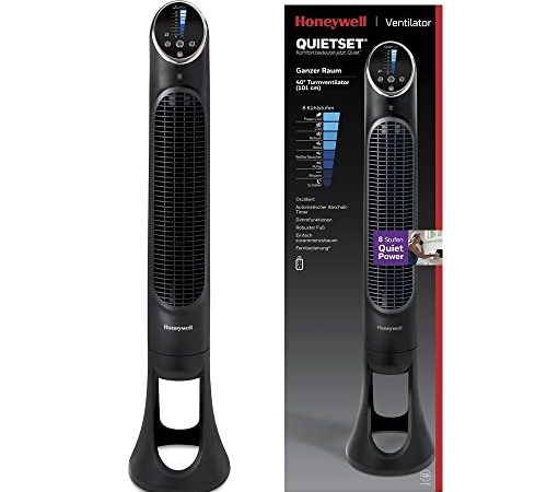 Honeywell QuietSet Tower (8 Geschwindigkeitseinstellungen, Oszillation 80°, Timer-Funktion, Fernbedienung, Dimmoptionen) HYF290