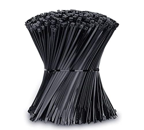 Kabelbinder 200x3,6mm ( 1000 Stück), 18kg Zugfestigkeit , Kabelbinder schwarz, Kabelbinder uv beständig für den Innen- und Außenbereich