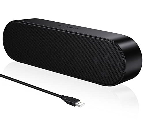 PC Lautsprecher, USB Portable Computer Lautsprecher Mini Soundbar mit 3D Surround Stereo für Notebook, PC, Laptop, Desktop - Plug and Play