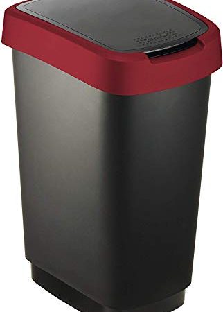 Rotho Twist Abfalleimer, Kunststoff, Schwarz/Rot, 50 l