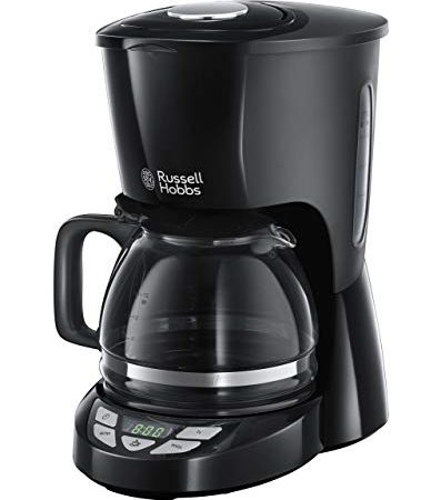 Russell Hobbs Digitale Kaffeemaschine Textures+, programmierbarer Timer, bis 10 Tassen, 1,25l Glaskanne, Warmhalteplatte, Abschaltautomatik, Tropf-Stopp, 975W, Filterkaffeemaschine 22620-56, Schwarz