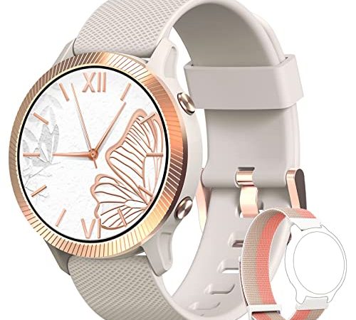 Smartwatch Damen, Blackview 1.09 Zoll Fitnessuhr Smart Watch Fitness Armbanduhr mit Pulsmesser Schlafmonitor SpO2, Schrittzähler Uhr Sportuhr Stoppuhr Aktivitätstracker für Android iOS(Grau)