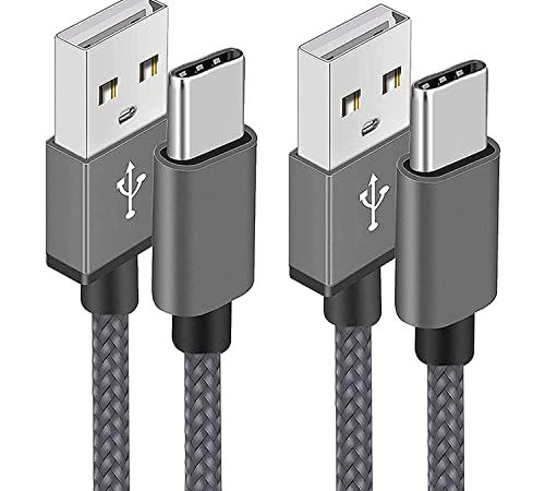 USB C Kabel [2M 2Stück] Ladekabel USB C Schnellladekabel Nylon USB Kabel Typ C Datenkabel USB-C für Samsung Galaxy S21 S20 fe S10 S9 S8 A51 A52 S22, Huawei P30 P20 Lite, Xiaomi Switch PS5 Google Pixel