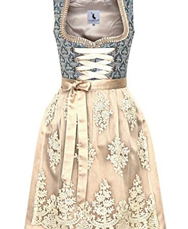 Alpenmärchen Midi Dirndl aus Exklusiver Kollektion inkl. Spitzenschürze Gr.40 - ALM556