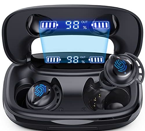 Bluetooth Kopfhörer In Ear, Lankey Pro Kopfhörer Kabellos, 130 Std Spielzeit, Deep Bass, Bluetooth 5.1 Mit Mikrofon, IPX8 Wasserdicht, LED Digitalanzeige, USB-C Schnellladung, Earbuds für Sport