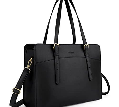 ECOSUSI Laptop Handtasche Damen Laptoptasche 15,6 Zoll Shopper Damen Groß Aktentasche Leder Businesstasche Schultertaschen Arbeitstasche Notebooktasche