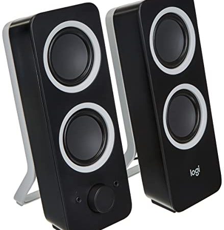 Logitech Z200 Kabelloser PC-Lautsprecher, 2.0 Stereo Sound, 10 Watt Spitzenleistung, 3,5 mm Eingang, Kopfhörerbuchse, Easy-Switch Feature, EU Stecker, PC/TV/Tablet/Handy - Schwarz