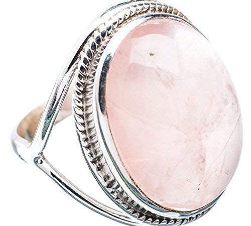 Navya Craft 925 Sterling Silber Rosenquarz Handarbeit Damen Ringgrößen 14 bis 22 DE