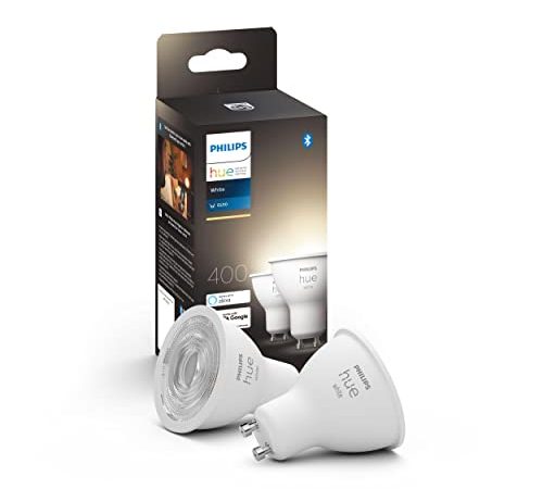 Philips Hue White GU10 LED Lampe Doppelpack, dimmbar, warmweißes Licht, steuerbar via App, kompatibel mit Amazon Alexa (Echo, Echo Dot)