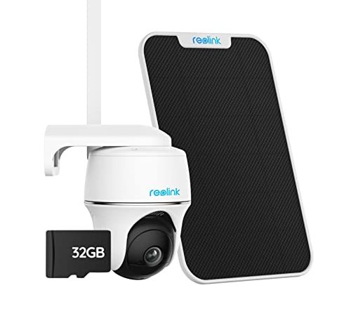 Reolink 2K PTZ 3G/4G LTE Überwachungskamera Aussen Akku mit SIM-Kartenslot+32GB SD Karte, 355°/140° Schwenkbar, Solar Kamera Outdoor mit Intelligenter Erkennung, 4MP Nachtsicht, Go PT Plus+Solarpanel