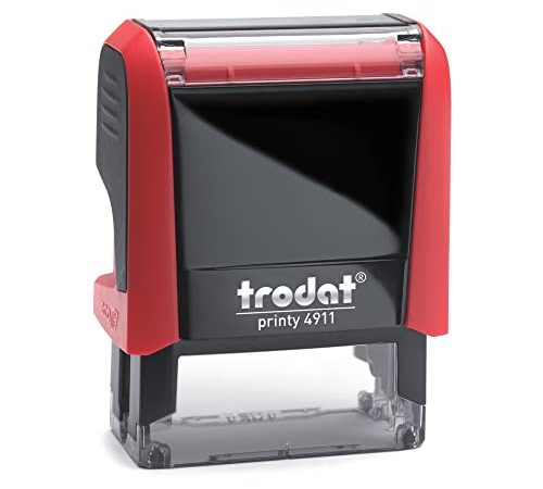 Trodat Printy 4911 - feuerrot - mit Wunschtext personalisierbarer Namensstempel, Adressstempel oder Textstempel - 38x14 mm - 4 Zeilen - Lieferzeit 24-48 h