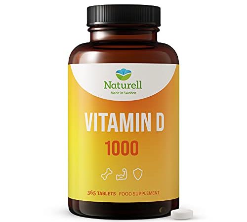 Vitamin D 1000 Naturell - 365 Tabletten zum Zerbeißen und Kauen - hergestellt in Schweden