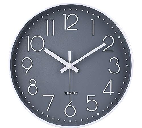 30cm Modern Quartz Lautlos Wanduhr Schleichende Sekunde ohne Ticken Analoge Wanduhr Dekor für Wohnzimmer, Zimmer, Büro ( Grau )