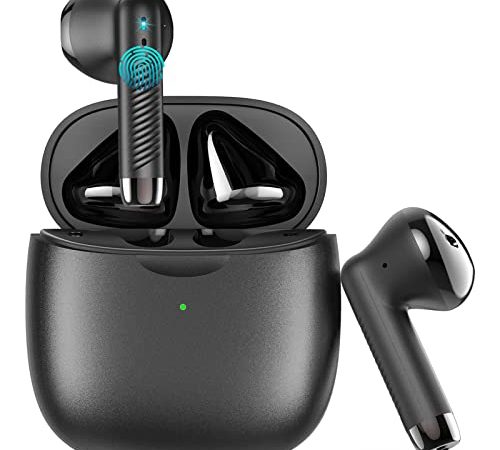 Bluetooth 5.3 Kopfhörer, Kopfhörer Kabellos Bluetooth mit Deep Bass Stereo, Bluetooth Kopfhörer In Ear Bloototh Kopfhörer Eingebautes Noise Cancelling Mikrofon, Einzelspielzeit 8H, Mini Ladebox USB-C