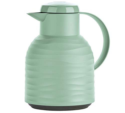 Emsa N40108 Samba Wave Isolierkanne | 1,0 Liter | Quick-Press Kunststoff | Glas-Isolierkolben | Kaffeekanne: 12h heiß/24h kalt| 100 % dicht | minze