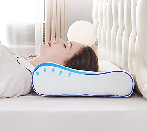 HomeIdeal Orthopädisches Kopfkissen , Ergonomisches Kopfkissen Nackenkissen Memory Foam Kopfkissen , Schlafkissen für Jede Schlafposition Geeignet