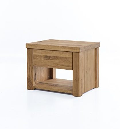 WOODLIVE DESIGN BY NATURE Nachttisch Boston aus massiver Wildeiche, brauner Nacht-Schrank, auch als Kommode und Ablagetisch zu verwenden, inkl. 1 Schublade mit Softclose, 54 x 40 x 40 cm