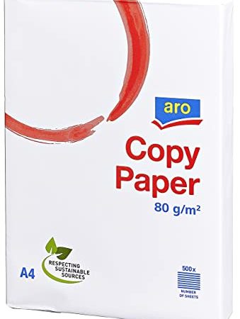 aro Kopierpapier DIN A4 mit 5x500 Blatt - 80g/m2 Blattstärke in hochweiß - Professionelles Druckerpapier für Laserdrucker, Tintenstrahldrucker, Bewerbungen, Rechnungen, Gewerbe, Büro, Home Office