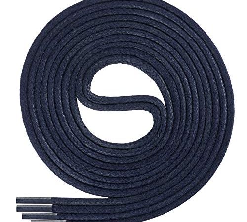 Di Ficchiano-SW-03-navy-75 gewachste runde Schnürsenkel, Schuband, Laces, Durchmesser 2-4 mm für Businessschuhe, Anzugschuhe und Lederschuhe