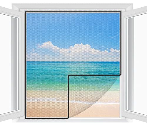 Fliegengitter Fenster 2-er Set 250 * 150cm | Zuschneidbar ohne Bohren Klebmontage | Insektenschutz Fenster Fliegenvorhang Moskitonetz, Weiß