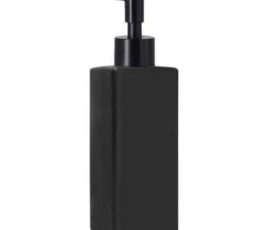 Matt-schwarz Glas Seifenspender, BIKALAN 350ml Nachfüllbare Flüssigglasflasche für die Handwäsche, Spülmittel, Shampoo-Lotionsflasche mit Pumpe für Bad Dusche Arbeitsplatte Küche Waschküche